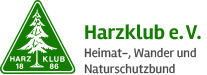 Logo Harzklub grünes Dreieck mit Fichte und Name 